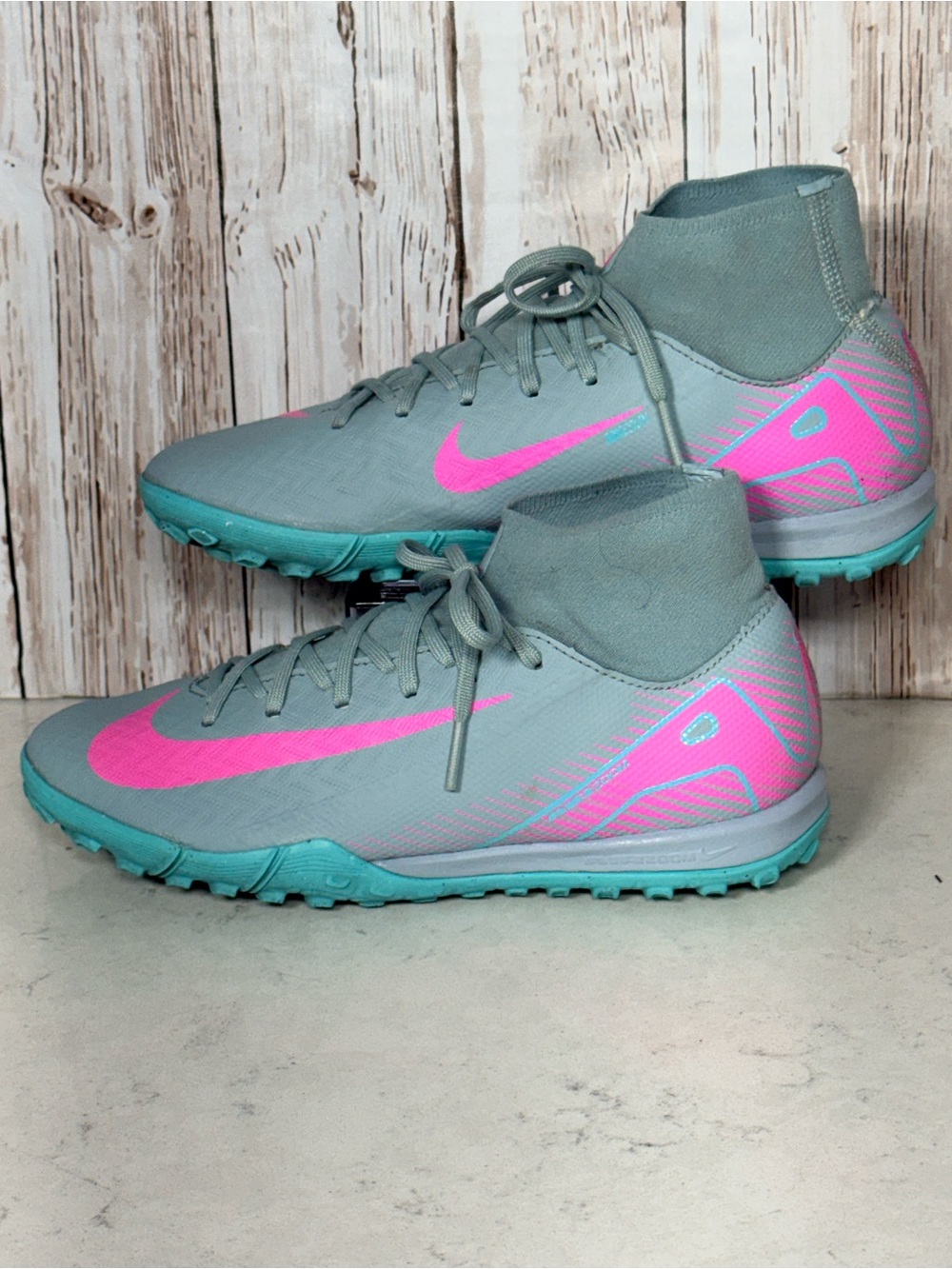 Nike Kids Gray & Pink Turf Soccer Sneakers